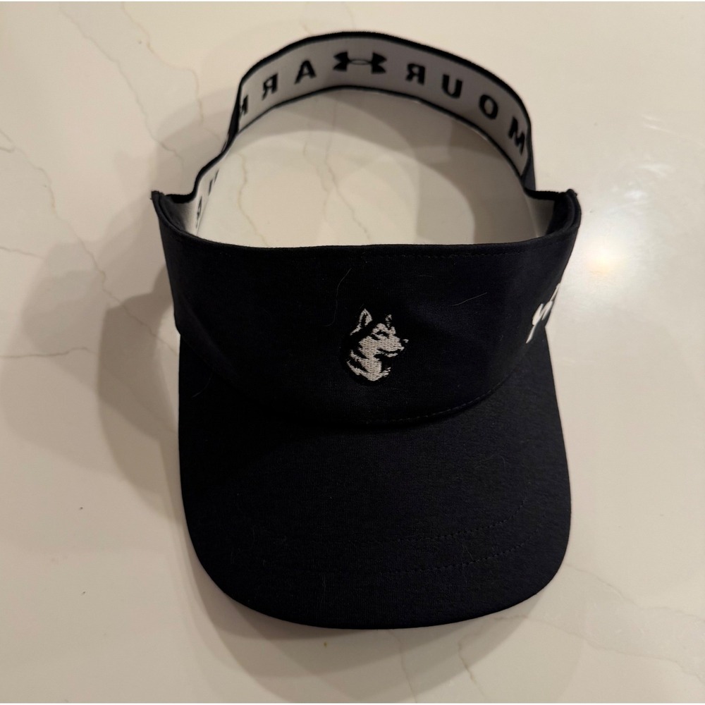 Under Armour Womens Athletic Visor Black Elastic‎ Headband Logo HeatGear Hat